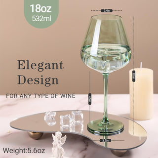 Set de 6 Copas de Vino Verde Salvia Physkoa (18 oz) - Tallo Largo