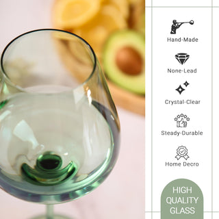 Set de 6 Copas de Vino Verde Salvia Physkoa (18 oz) - Tallo Largo