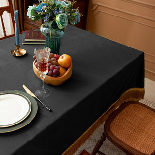Mantel Rectangular de Terciopelo Negro Vintage F-CHU