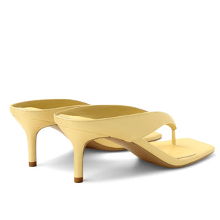 Sandalias de Tacón Bajo MAIJED para Mujer - Punta Cuadrada Amarilla