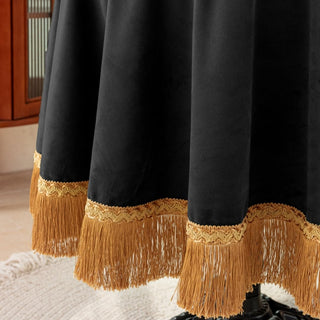 Mantel Rectangular de Terciopelo Negro Vintage F-CHU