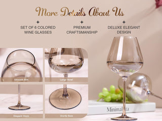 Set de 6 Copas de Vino Tintado Physkoa (Color Moca)