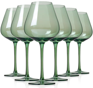 Set de 6 Copas de Vino Verde Salvia Physkoa (18 oz) - Tallo Largo