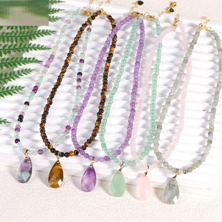 Collar de Piedra Natural Fluorita BXSEEF - Cuentas de 5mm
