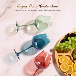 Set de 6 Copas de Vino Verde Salvia Physkoa (18 oz) - Tallo Largo