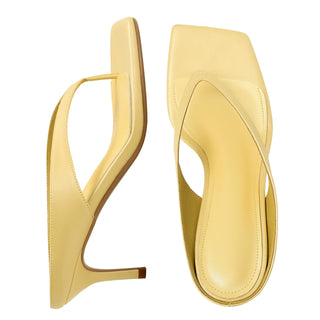 Sandalias de Tacón Bajo MAIJED para Mujer - Punta Cuadrada Amarilla
