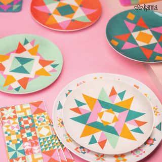 Set de 4 Platos de Melamina para Ensalada Karma (Colibríes)